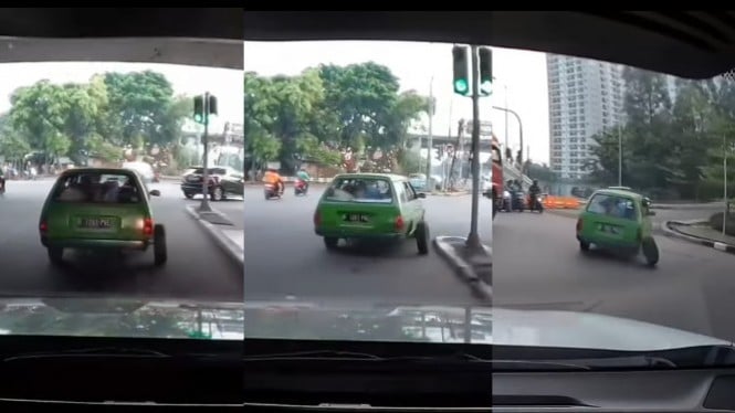 Waduh, Detik--detik Ban Mobil Copot Mirip di Film Warkop