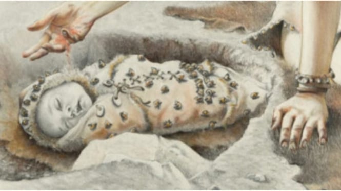 Ilustrasi Penemuan Pemakaman Bayi di Masa Lampau di Italia.