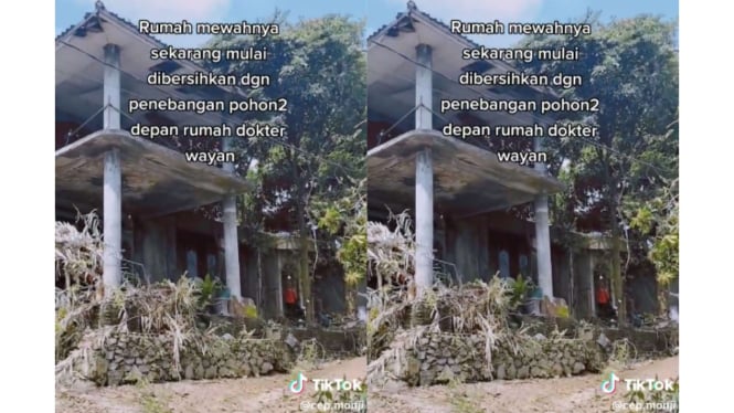 Kondisi terkini rumah Dokter Wayan sudah mulai ditebangi pohon di area depan
