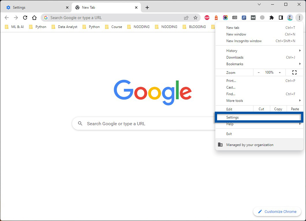 1 Buka menu Settings Google Chrome
