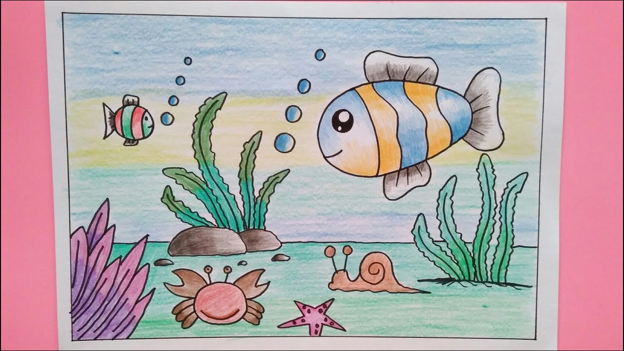 20 Menggambar ikan dan teman-temannya, fauna di bawah laut