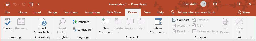 Fitur Review Microsoft PowerPoint