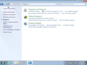 Program Control Panel Windows 7
