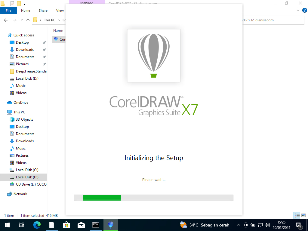 04. Proses inisialisasi ketika instalasi awal CorelDraw X7
