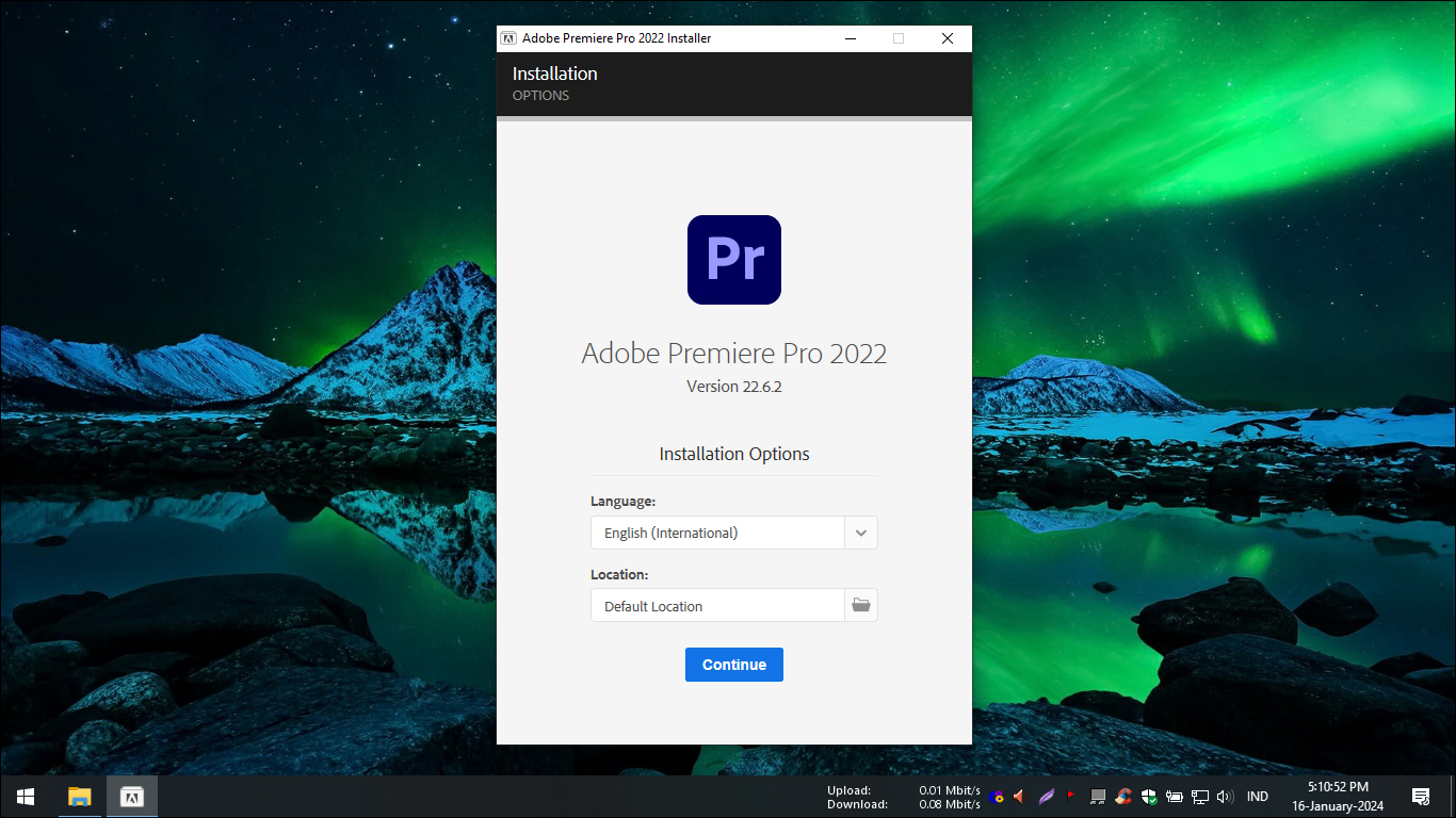 4. Kotak dialog awal proses instalasi Adobe Premiere Pro CC 2022