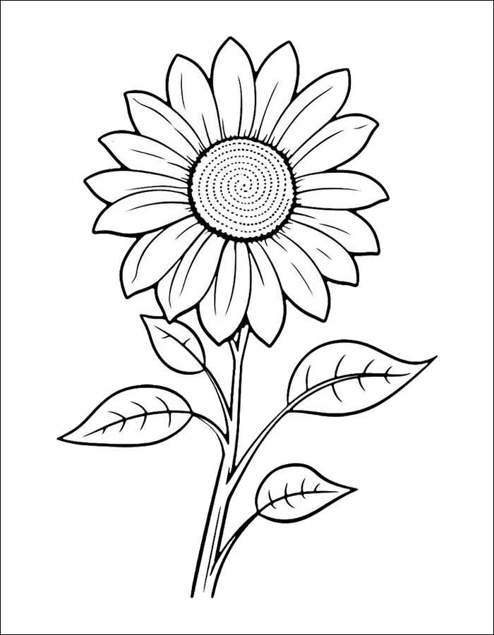Gambar 01. Gambar mewarnai bunga matahari yang ceria