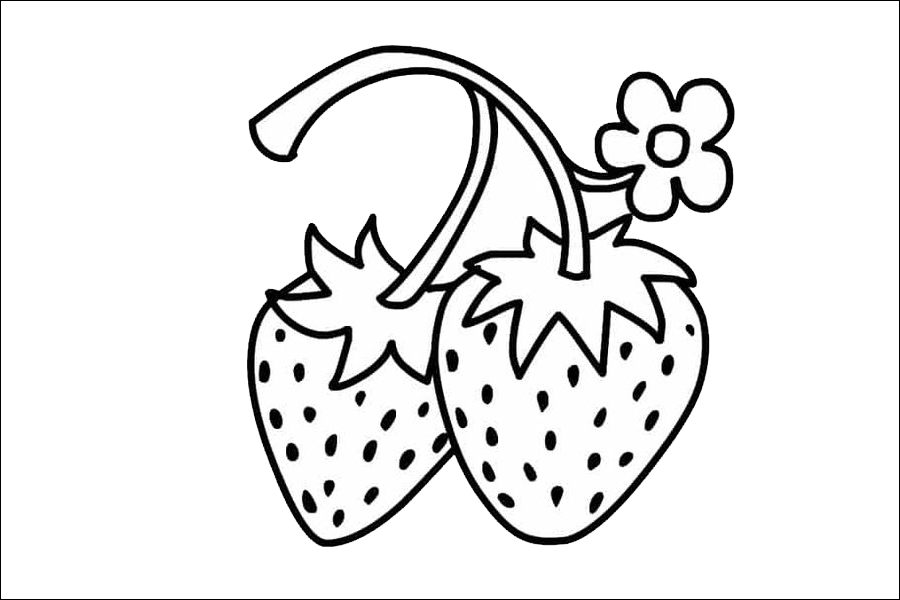 Gambar 01. Sketsa Buah Strawberry, Mudah Ditiru anak TK