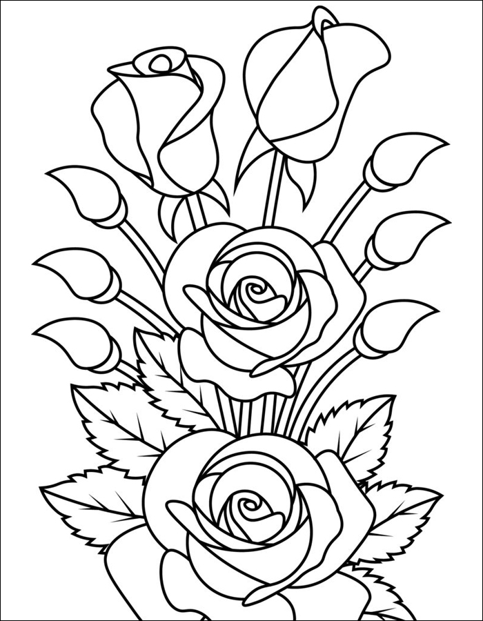 Gambar 02. Gambar mewarnai bunga Mawar yang indah
