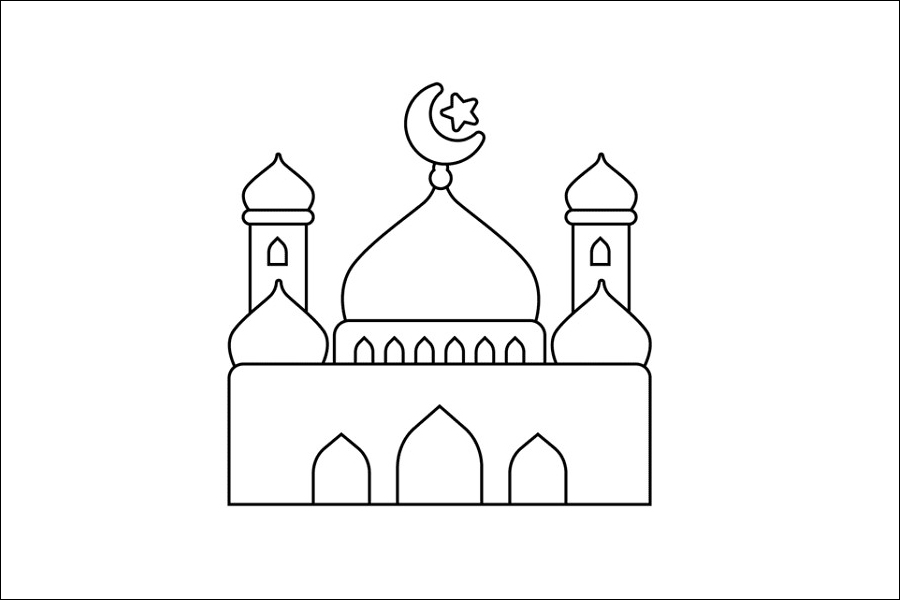 Gambar 03. Masjid Indah Simple, mudah digambar anak SD