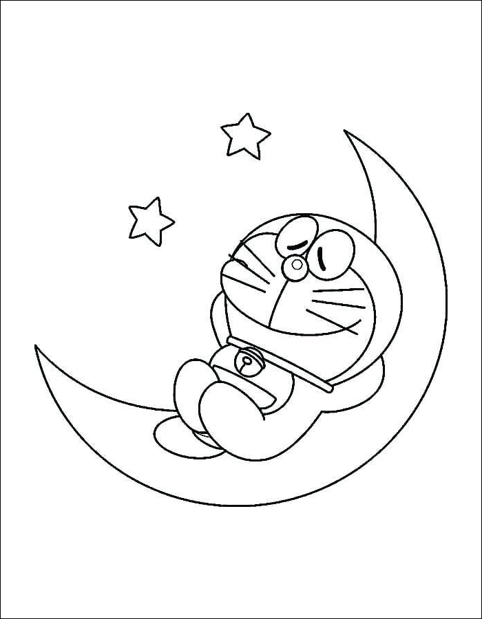 Gambar 05. Doraemon yang sedang tertidur di atas bulan