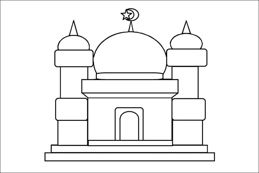Gambar 06. Mewarnai Masjid Simple Indah