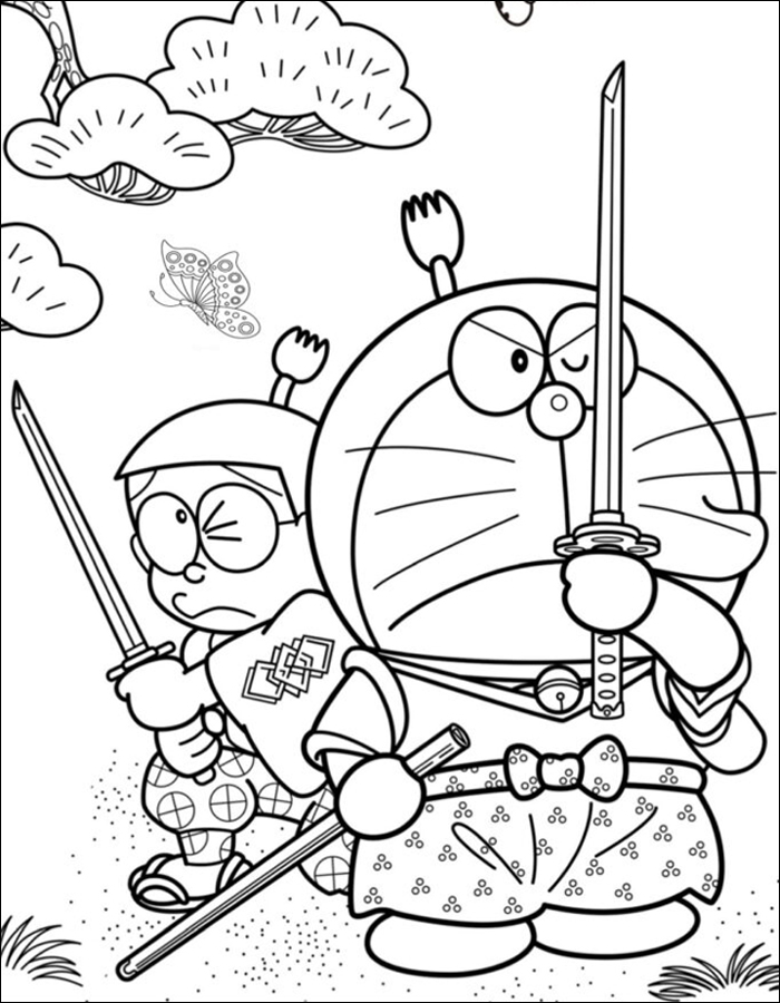 Gambar 08. Doraemon dan Nobita yang membawa pedang