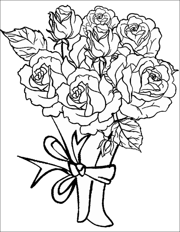 Gambar 12. Gambar mewarnai buket bunga mawar yang indah