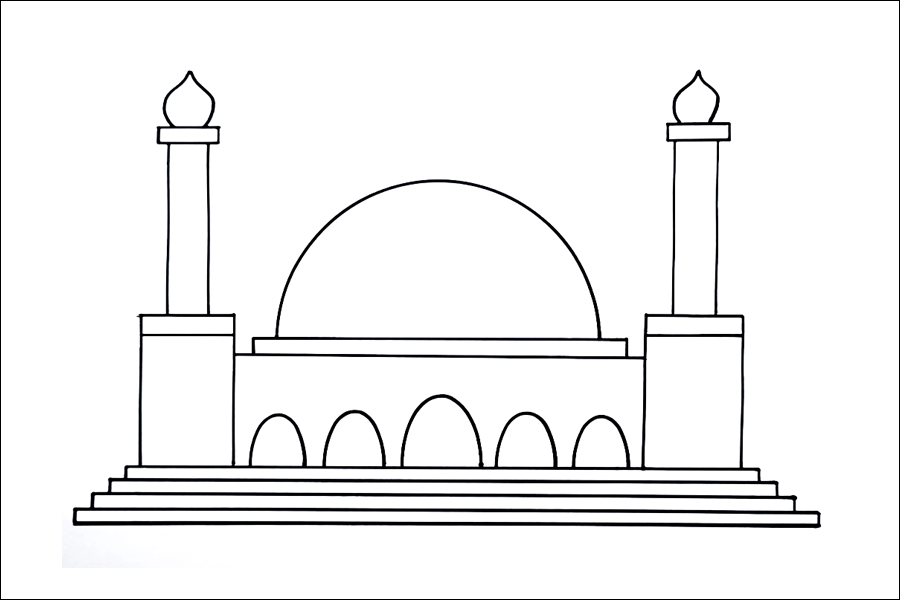 Gambar 13. Masjid Model Megah dengan Kubah dan Menara