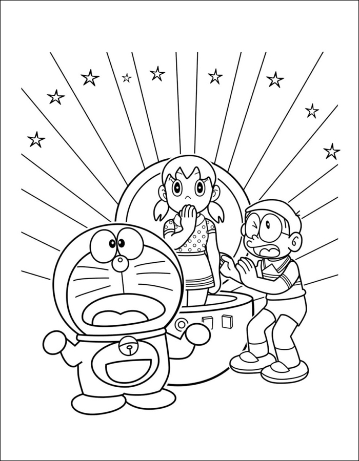 Gambar 15. Doraemon, Nobita, dan Shizuka dengan wajah kaget