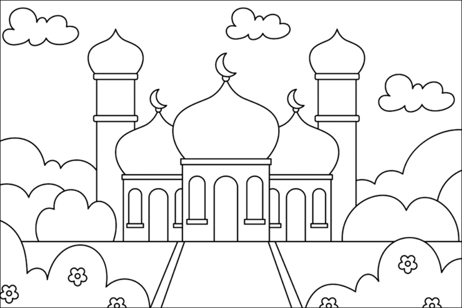 Gambar 16. Mewarnai Masjid Indah di tengah Hari yang Cerah