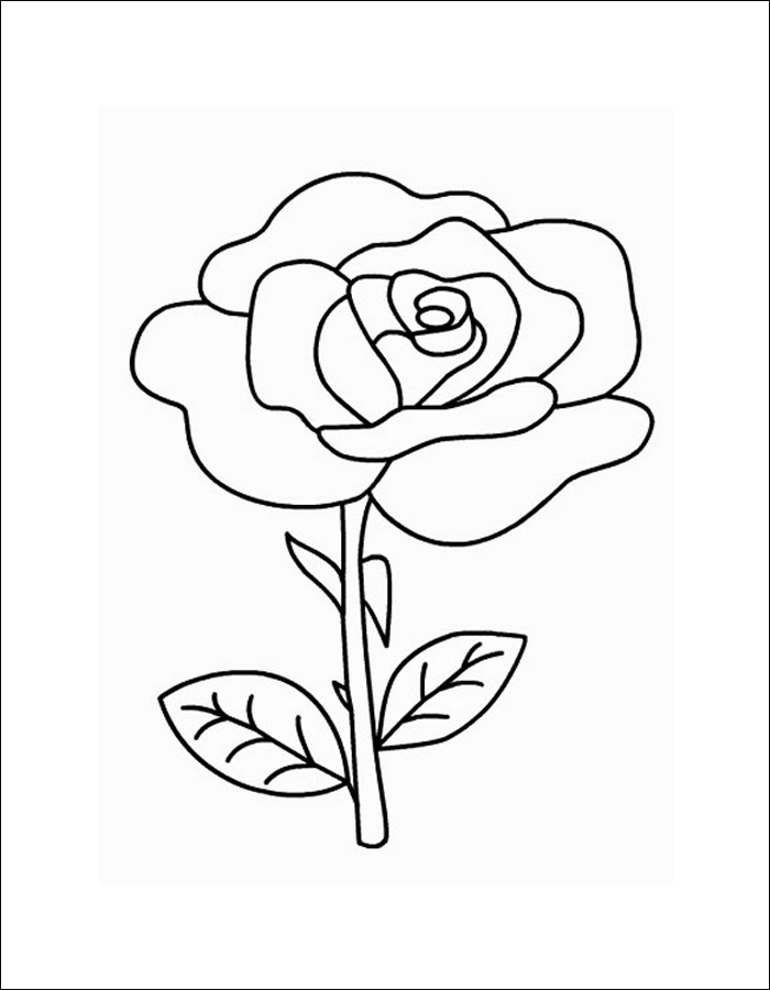 Gambar 21. Gambar mewarnai setangkai bunga mawar, mudah diwarnai