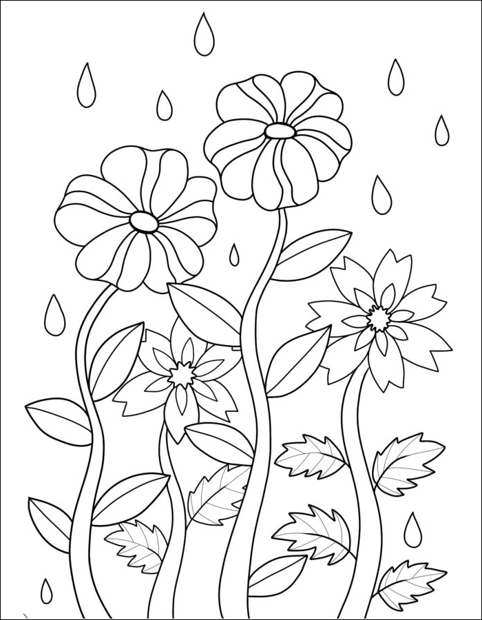 Gambar 25. Gambar mewarnai bunga dengan gemericik air hujan