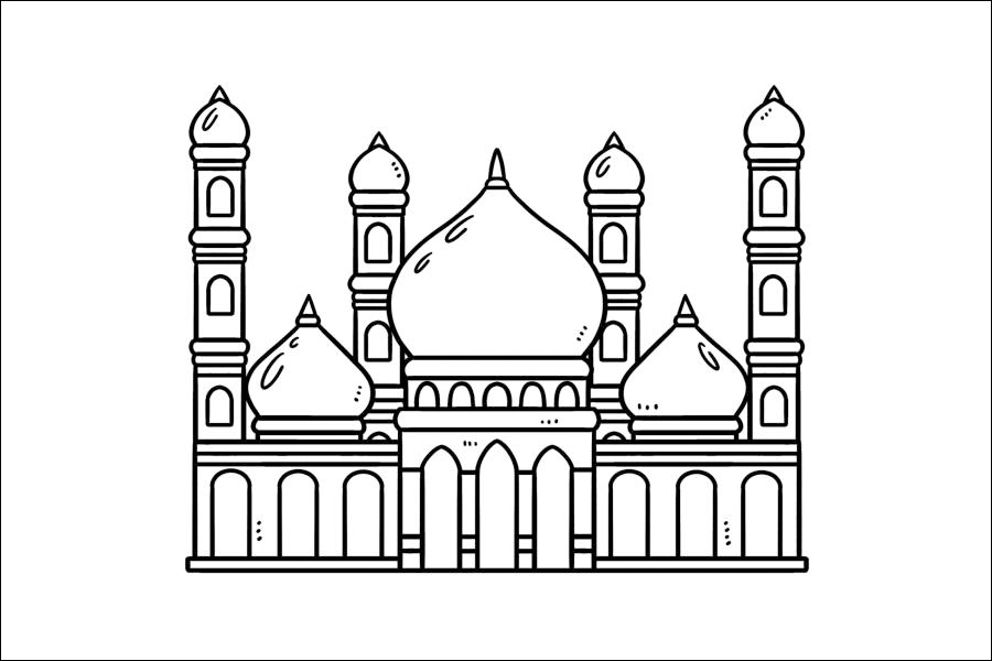 Gambar 28. Mewarnai Gambar Masjid dengan Empat Menara