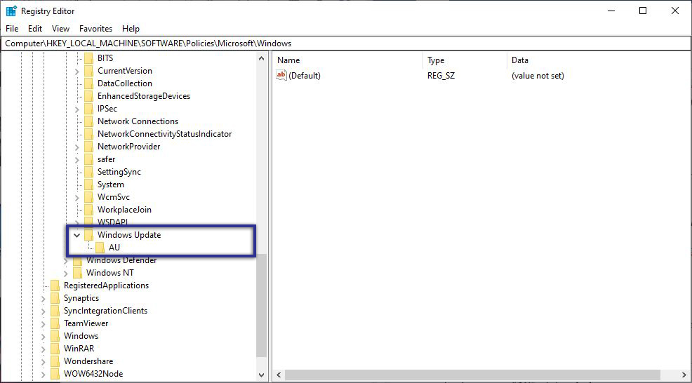Windows Update Registry Editor