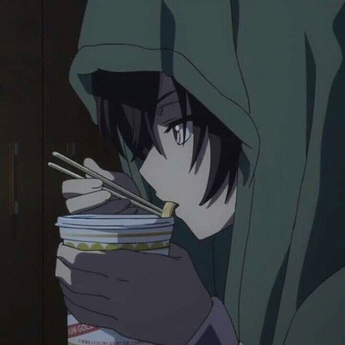 Gambar 02. Anime Sad Boy Keren Makan Tteok-bokki