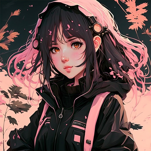 Gambar 07. PP Anime Girl aesthetic dengan rambut black pink