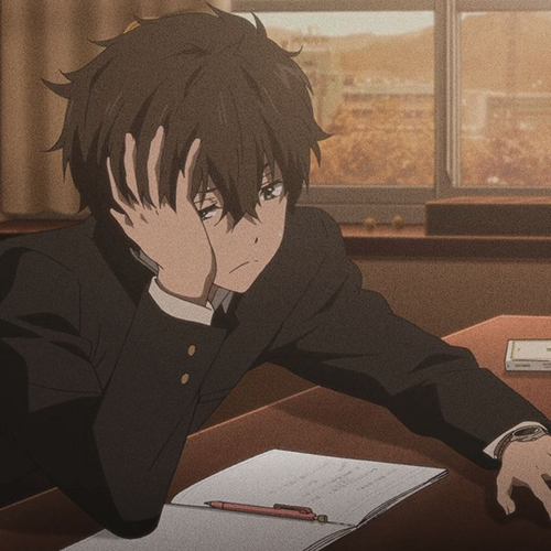 Gambar 08. School Anime Sad Boy tak bersemangat