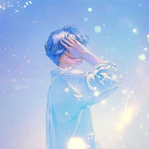 Gambar 10. PP Aesthetic, Anime Sad Boy dengan nuansa biru cerah