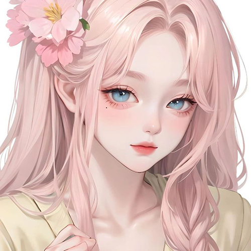 Gambar 12. PP Anime Girl Kawai dengan rambut dan bunga pink