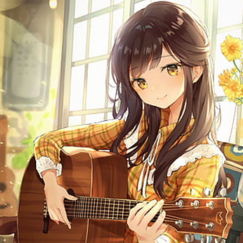 Gambar 17. PP Anime Girl aesthetic bermain gitar