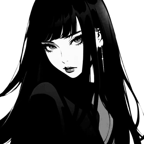 Gambar 24. Anime Girl cool hitam putih