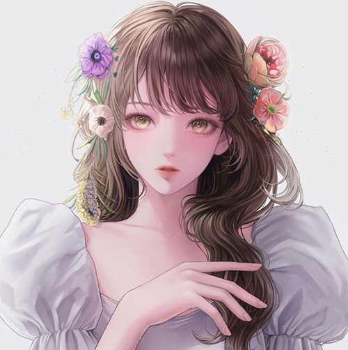 Gambar 27. PP Anime Girl aesthetic dengan bunga cantik di telinga