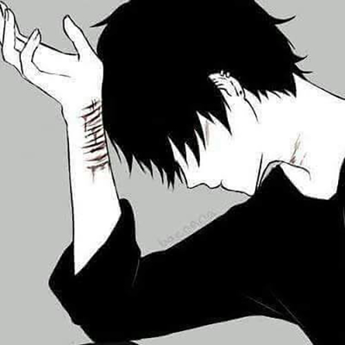 Gambar 30. Anime Sad Boy dengan banyak Luka Sayatan di tangan