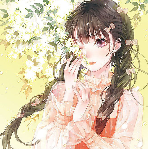 Gambar 30. PP Anime Girl aesthetic dengan bunga putih cantik
