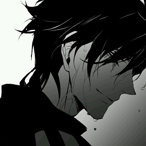 Gambar 31. Anime Sad Boy menangis getir di bawah air hujan