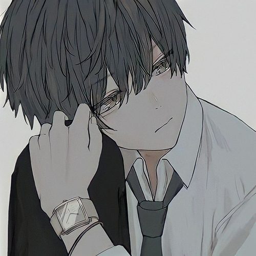 Gambar 33. Anime Sad Boy dengan Seragam Sekolah atau Kerja