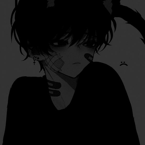Gambar 34. Sad Boy Anime Black dengan Plester di Wajah dan Leher