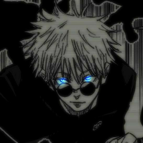 Gambar 36. Anime boy Gojo Satoru keren dengan kacamata dan mata biru menyala