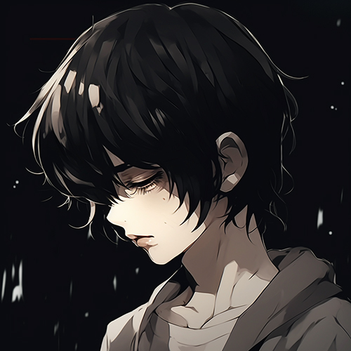Gambar 39. Anime Sad Boy Keren Aesthetic dengan Gemercik Hujan