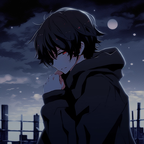 Gambar 40. Anime Sad Boy dengan background view di malam hari