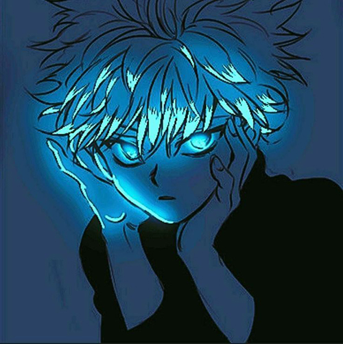 Gambar 41. Anime Boy keren dengan rambut biru menyala