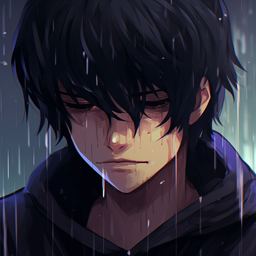 Gambar 42. Anime Sad Boy menangis darah tanpa ekspresi
