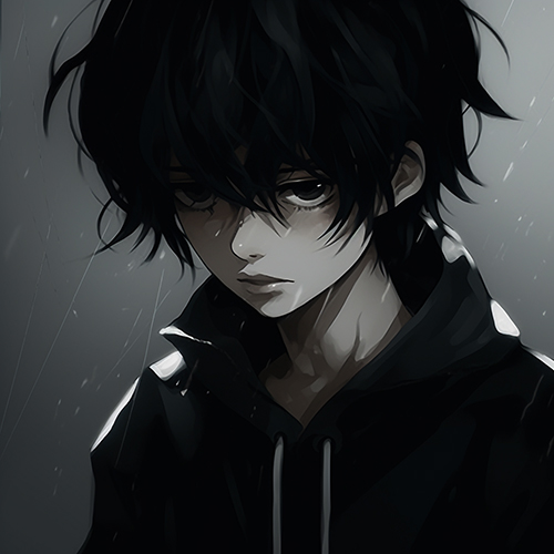 Gambar 43. Anime Sad Boy Tampan in Black