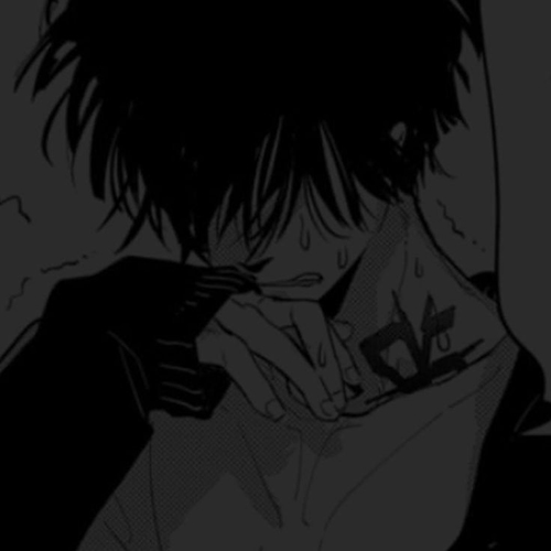 Gambar 53. Anime Sad Boy menangis getir dengan mata terhalang rambut
