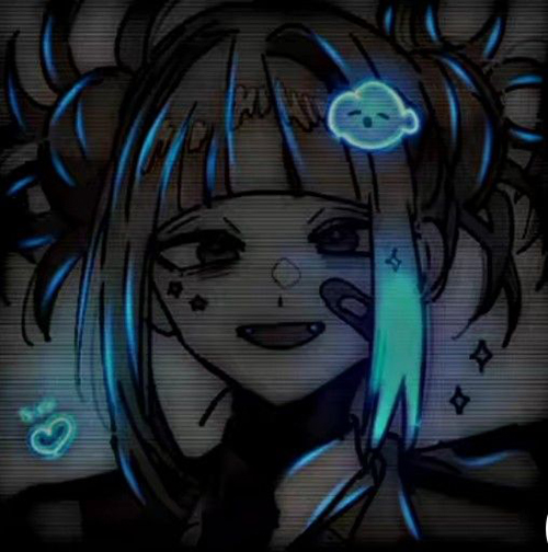 Gambar 56. Anime girl dengan rambut dan emoji menyala biru