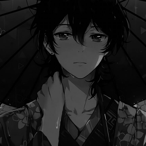 Gambar 58. Anime Sad Boy dengan Payung di tengah-tengah Hujan