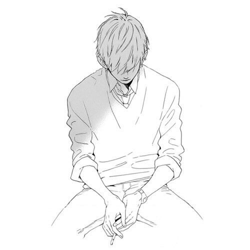 Gambar 61. Anime Sad Boy keren tertunduk sambil bertekuk lutut