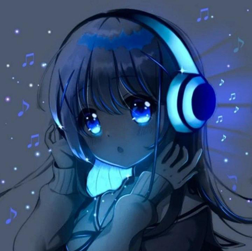 Gambar 64. Anime girl dengan headphone yang menyala