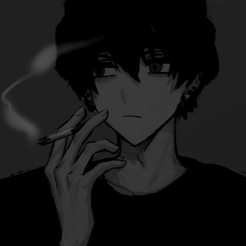 Gambar 68. Anime Sad Boy dengan Sebatang Rokok di Jarinya