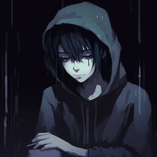 Gambar 70. Anime Sad Boy dengan Suasana Hujan